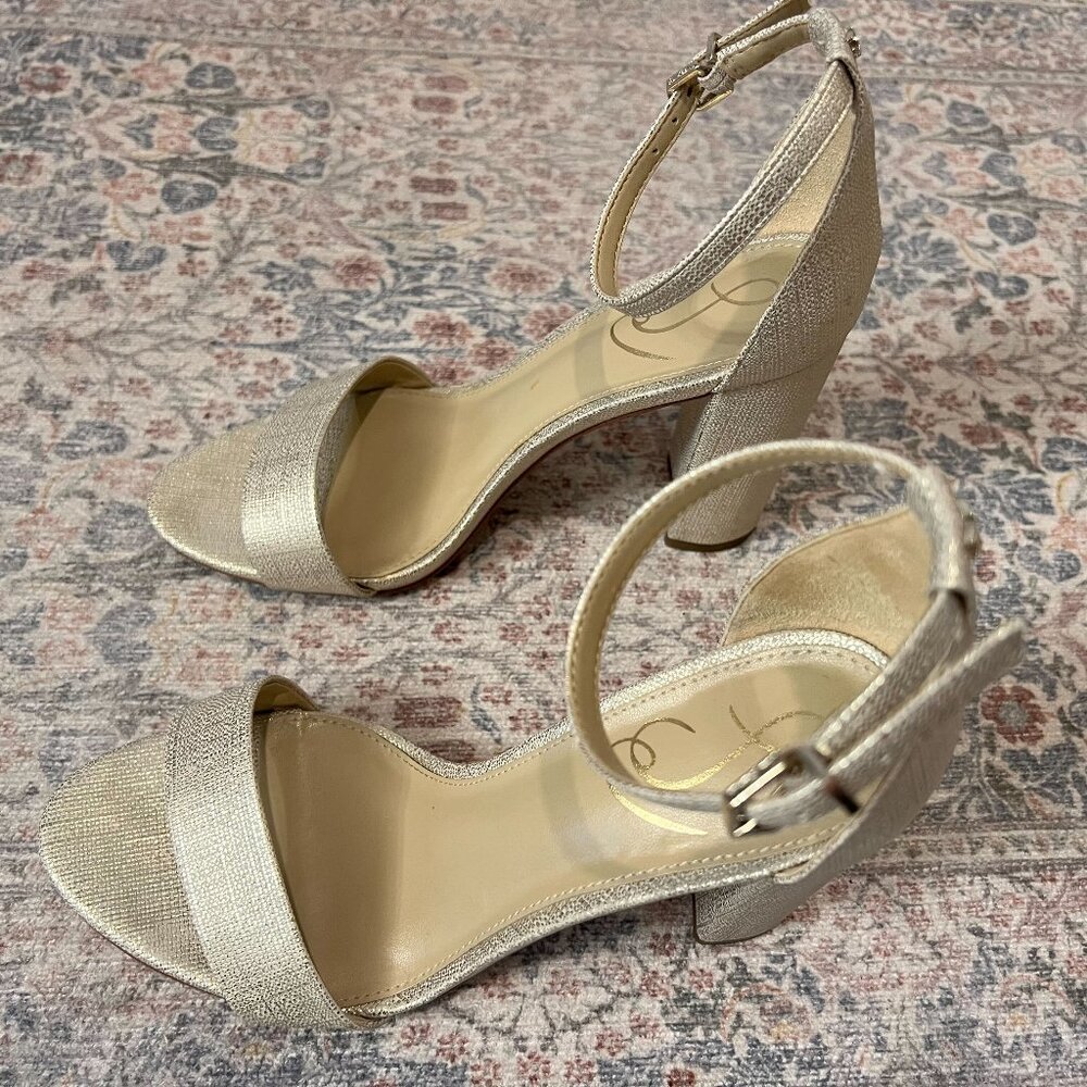 Sam Eldman Yaro Block Heel Sandals - Shimmer gold Size7.5